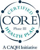 seal reading Certified CORE Phase III Health Plan, a CAQH Initiative