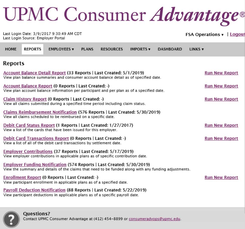 The available flexible spending (notional account) employer reports