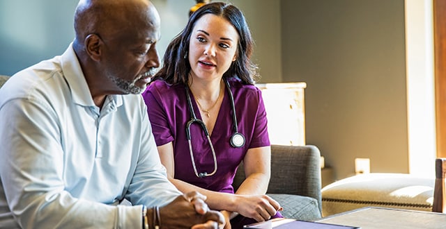 Patient and nurse talking