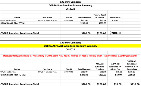 example premium remittance report