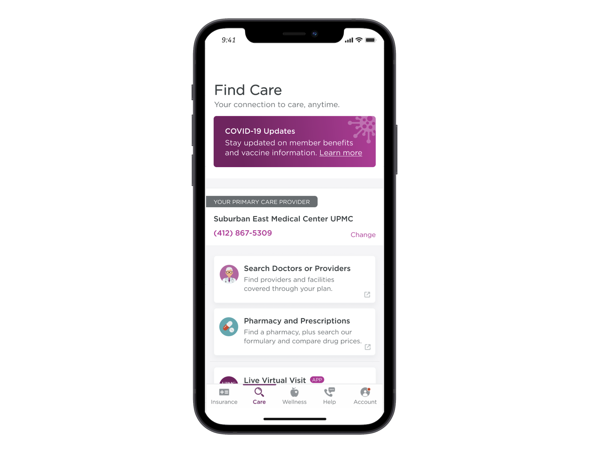 Care zone of app