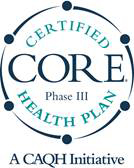 seal reading Certified CORE Phase III Health Plan, a CAQH initiative